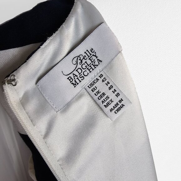 Belle Badgley Mischka Shawn Navy and White Striped Fit & Flare Sleeveless Dress - Picture 2 of 6